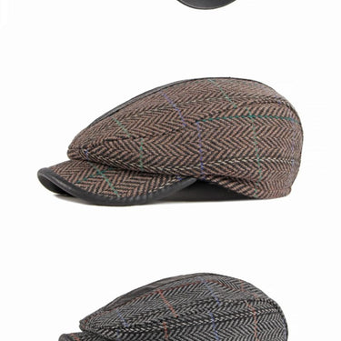 Men's Wool Beret Vintage Plaid Cap for Autumn Winter in Retro Style - SolaceConnect.com