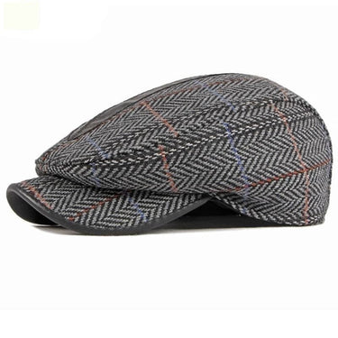 Men's Wool Beret Vintage Plaid Cap for Autumn Winter in Retro Style  -  GeraldBlack.com