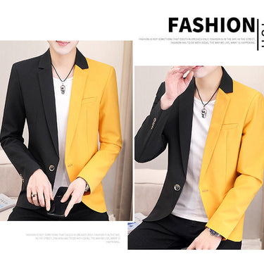 Men's Youth Fashion Casual Dual-color Patchwork Trendy Handsome Blazer  -  GeraldBlack.com