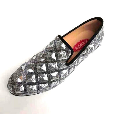 Men Sequins Material Golden Formal Luxury Fashion Wedding And Party Loafers Shoes  -  GeraldBlack.com