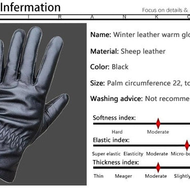 Men Sheepskin Black Winter Warmth Plus velvet Driving Thick Cotton Outdoor Riding Gloves  -  GeraldBlack.com