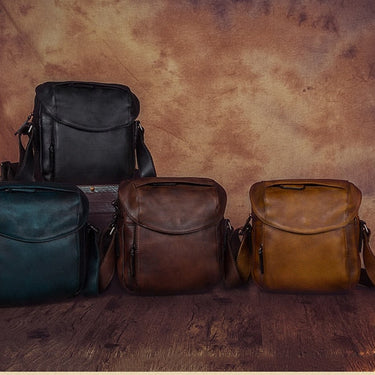 Men Small  First Layer Cowhide Retro Casual Handmade Genuine Leather Vintage Soft Shoulder Messenger Bags  -  GeraldBlack.com