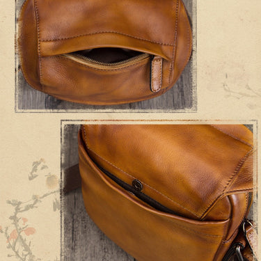 Men Small  First Layer Cowhide Retro Casual Handmade Genuine Leather Vintage Soft Shoulder Messenger Bags  -  GeraldBlack.com
