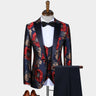 Men Suit Set 3 Pieces Costume Homme Fashion Formal Tuxedo Floral Terno Masculino Slim Fit Blazers  -  GeraldBlack.com