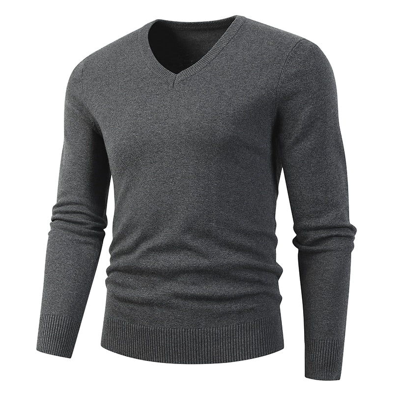 Men V Neck-Dark Blue Pullover Thicken Cotton Autumn Winter Jersey Sweatshirt Sweaters Boy Jumpers  -  GeraldBlack.com