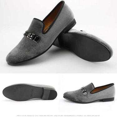 Men Velvet Italian Breathable Flats Smoking Loafers Wedding Shoes  -  GeraldBlack.com