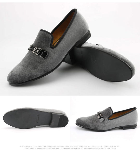 Men Velvet Italian Breathable Flats Smoking Loafers Wedding Shoes  -  GeraldBlack.com