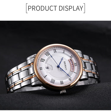 Men Watch Quartz Day Date Stainless Steel Wristwatch Sapphire Waterproof Watches  -  GeraldBlack.com