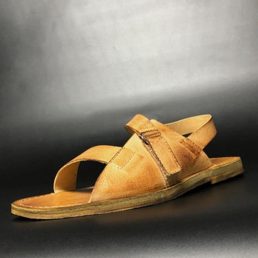 Mens Cowhide Genuine Leather Vintage Roman Hook Loop Casual Summer Designer Beach Sandals  -  GeraldBlack.com