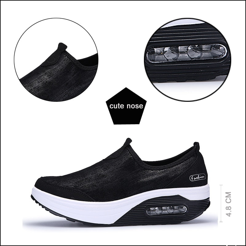 Mesh Black Women Shallow Trainers Comfort Moccasins Slip-on Ballet Casual Shoes  -  GeraldBlack.com