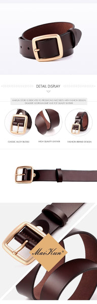 Metal Cowskin Leather Belts for Women Strap Female Pin Buckle Fashion Designer  -  GeraldBlack.com