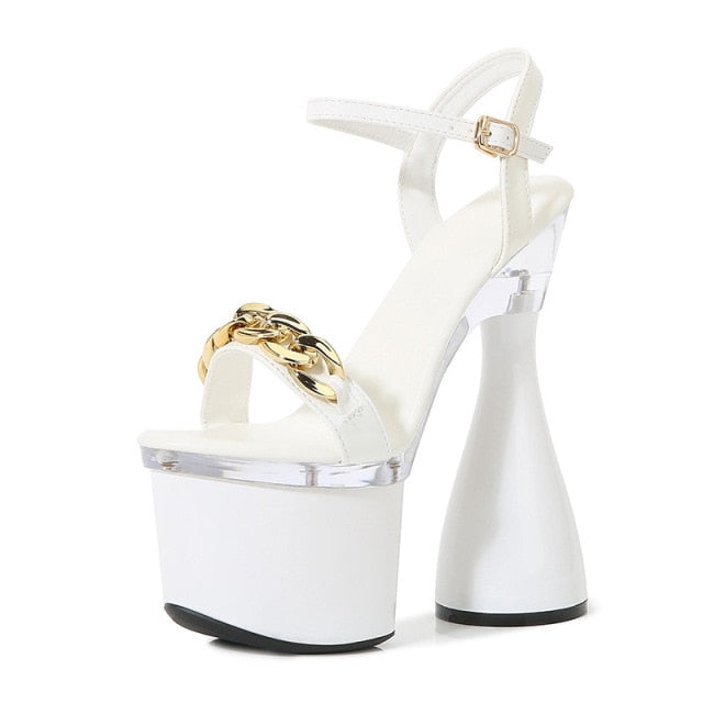 Metal Decorated Buckle Strap Chunky Heel Party Pumps for Women 1 Metal Decorated Buckle Strap Chunky Heel Party Pumps for Women