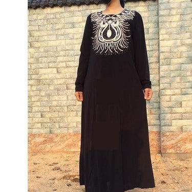 Middle East African Dubai Women's Embroidered Ironing Abaya Robe Dress  -  GeraldBlack.com