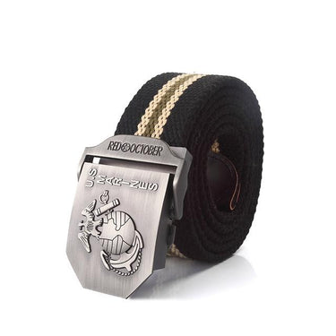 Military Army Tactical Men's Canvas Belt with U.S Marines Alloy Buckle - SolaceConnect.com