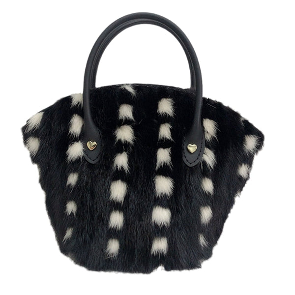 Mink Fur Shell Real Fur Women Shoulder Crossbody Fashion Plush Handbag  -  GeraldBlack.com