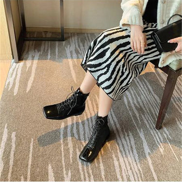 Mixed Colors Ankle Boots Cross-tied Casual Back Zipper Square Toe Women Shoes Cozy Concise Botines Zapatos Mujer  -  GeraldBlack.com