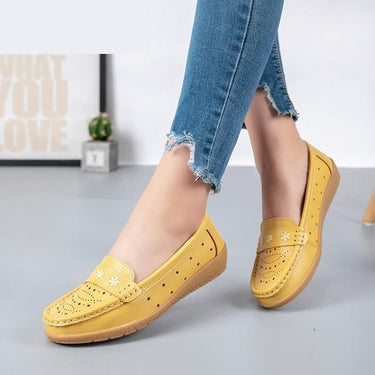 Moccasins Summer Women's Genuine Leather Slip-on Cut Outs Flats Loafers  -  GeraldBlack.com