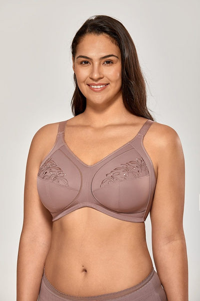 Mochaccino Color Full Coverage Embroidered Non-Padded Wirefree Bra - SolaceConnect.com