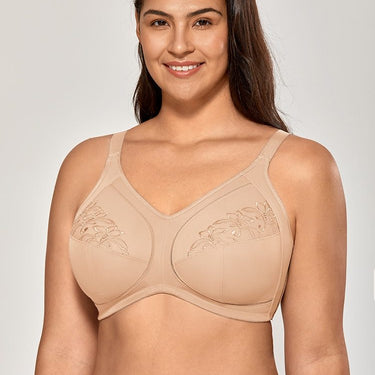 Mochaccino Color Full Coverage Embroidered Non-Padded Wirefree Bra - SolaceConnect.com