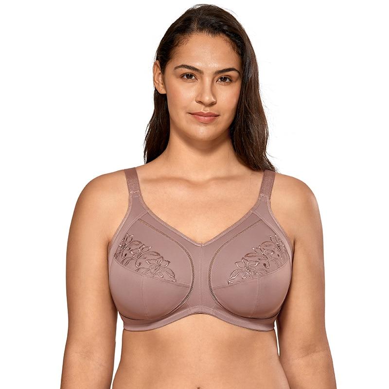 Mochaccino Color Full Coverage Embroidered Non-Padded Wirefree Bra  -  GeraldBlack.com