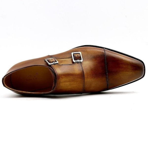 Monk Genuine Calf Leather Outsole Patina Brown Dress Shoe for Men - SolaceConnect.com