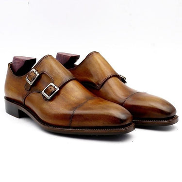Monk Genuine Calf Leather Outsole Patina Brown Dress Shoe for Men  -  GeraldBlack.com