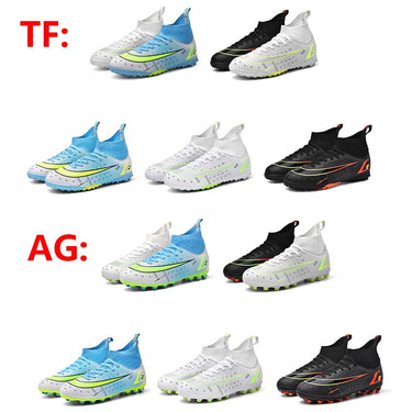 Moon White Men's Breathable Lace-up Cleats Training AG Angle Soccer Shoes  -  GeraldBlack.com