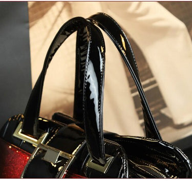 Mother Fashion Women Middle Aged Leather Crocodile Pattern Portable Boston Handbag Shoulder  -  GeraldBlack.com