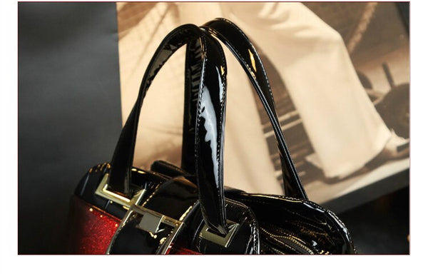 Mother Fashion Women Middle Aged Leather Crocodile Pattern Portable Boston Handbag Shoulder  -  GeraldBlack.com