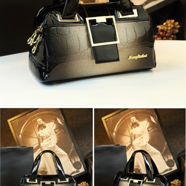 Mother Fashion Women Middle Aged Leather Crocodile Pattern Portable Boston Handbag Shoulder Messenger Bags  -  GeraldBlack.com