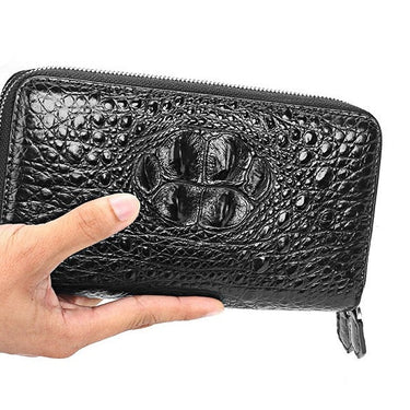 Multi Card Position Crocodile Leather Double Zipple Men Clutch Bag Business Large Capacity Long Wallet 50  -  GeraldBlack.com