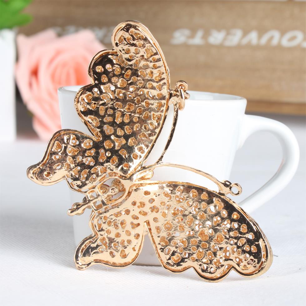 Multi-Color Butterfly Crystal Rhinestone Charm Pendant Purse Key Ring Chain - SolaceConnect.com