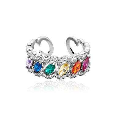 Multicolor Heart-Shaped Iced Out Ring Hip Hop Punk Fashion Jewelry  -  GeraldBlack.com