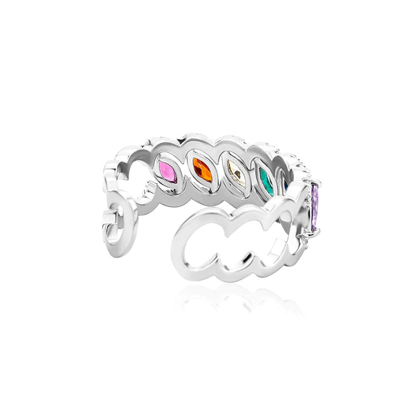 Multicolor Heart-Shaped Iced Out Ring Hip Hop Punk Fashion Jewelry  -  GeraldBlack.com