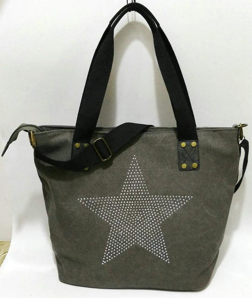 Multifunctional Sequined Star Studded Glitter Canvas Handbag for Travel - SolaceConnect.com