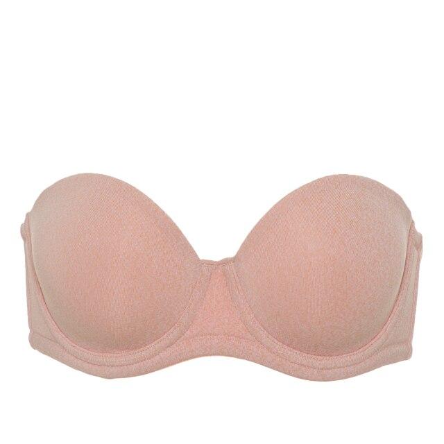 Multiway Full Coverage Strapless Cream Peach Color Push up Underwire Bra - SolaceConnect.com
