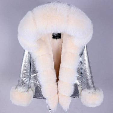 Natural Raccoon Fox Fur Winter Parka Thick Warm Zipper Women's Hood Jacket  -  GeraldBlack.com