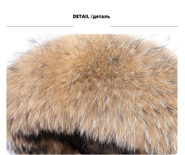 Natural Raccoon Fur Collar Hooded Long Thick Winter Jacket for Women  -  GeraldBlack.com