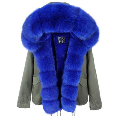 Natural Raccoon Fur Collared Thick Winter Jacket with Full Sleeves and Zipper  -  GeraldBlack.com