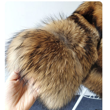 Natural Real raccoon fur jackets hooded coat Super hot Women's winter Fashion Luxury large size clothing  -  GeraldBlack.com