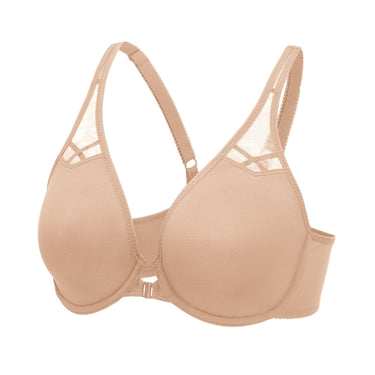 Natural Unlined Seamless Underwire Front Closure Strap Bra for Women  -  GeraldBlack.com