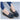 Navy Blue Genuine Leather Plus Size Slipon Low Heel Flat Shoes for Women  -  GeraldBlack.com