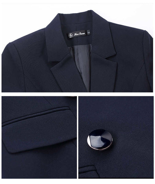 Navy Blue Office Lady Style Formal Business Suit Blazer for Women  -  GeraldBlack.com