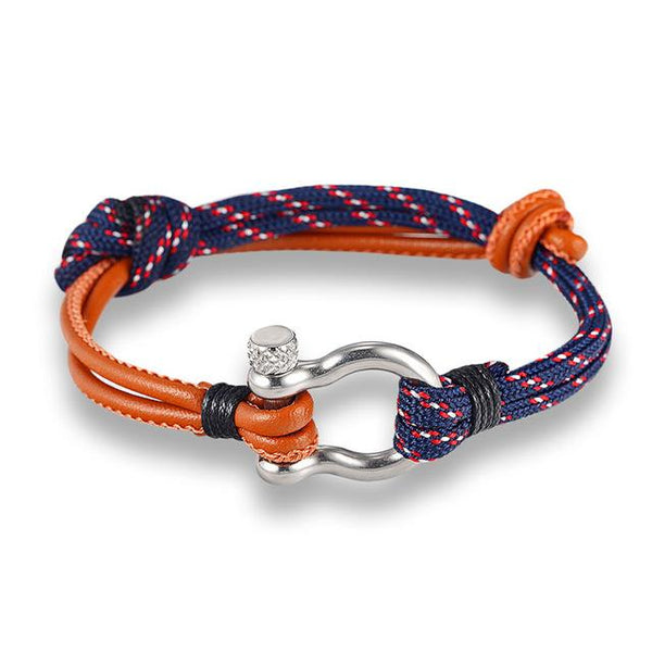 Navy Style Anchor Leather Sport Camping Parachute Cord Survival Bracelet  -  GeraldBlack.com