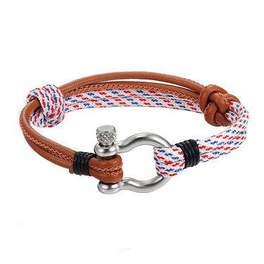 Navy Style Anchor Leather Sport Camping Parachute Cord Survival Bracelet - SolaceConnect.com