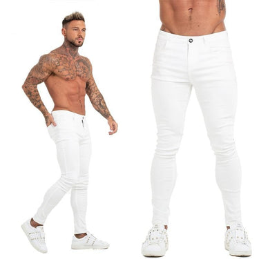 Non Ripped Super Skinny Denim Jeans for Men Elastic Waist Stretch Pants - SolaceConnect.com