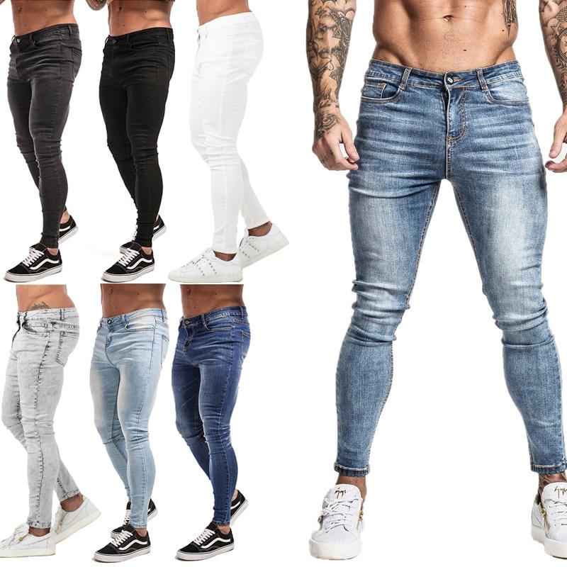 Non Ripped Super Skinny Denim Jeans for Men Elastic Waist Stretch Pants  -  GeraldBlack.com