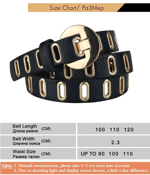 Novelty Adjustable Hole Punk Alloy Pin Buckle Leather Belt for Women  -  GeraldBlack.com