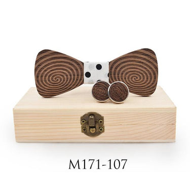 Novelty Carved Wood Butterfly Cufflinks Tie Set for Men Wedding Suits - SolaceConnect.com