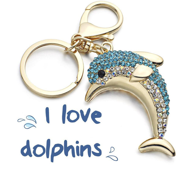 Novelty Lucky Dolphin Crystal Animal Pendant Keychain for Purse & Bag  -  GeraldBlack.com